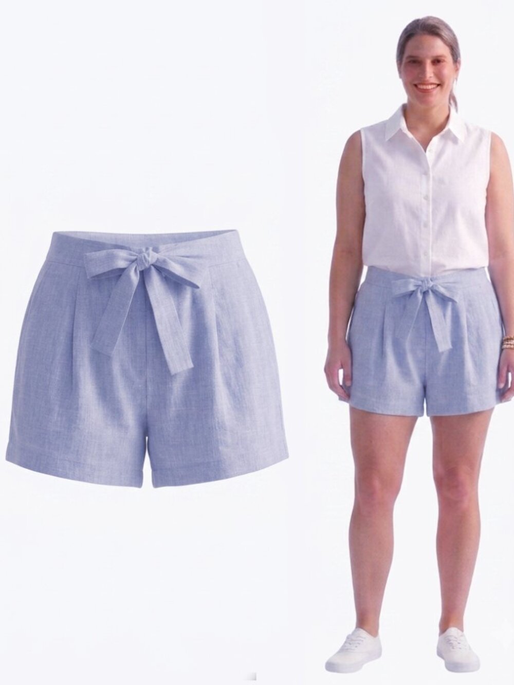 J. Crew 100% Linen/Cotton Shorts Sz XL, Tie Waist Bow Beach Shorts Natural Fiber